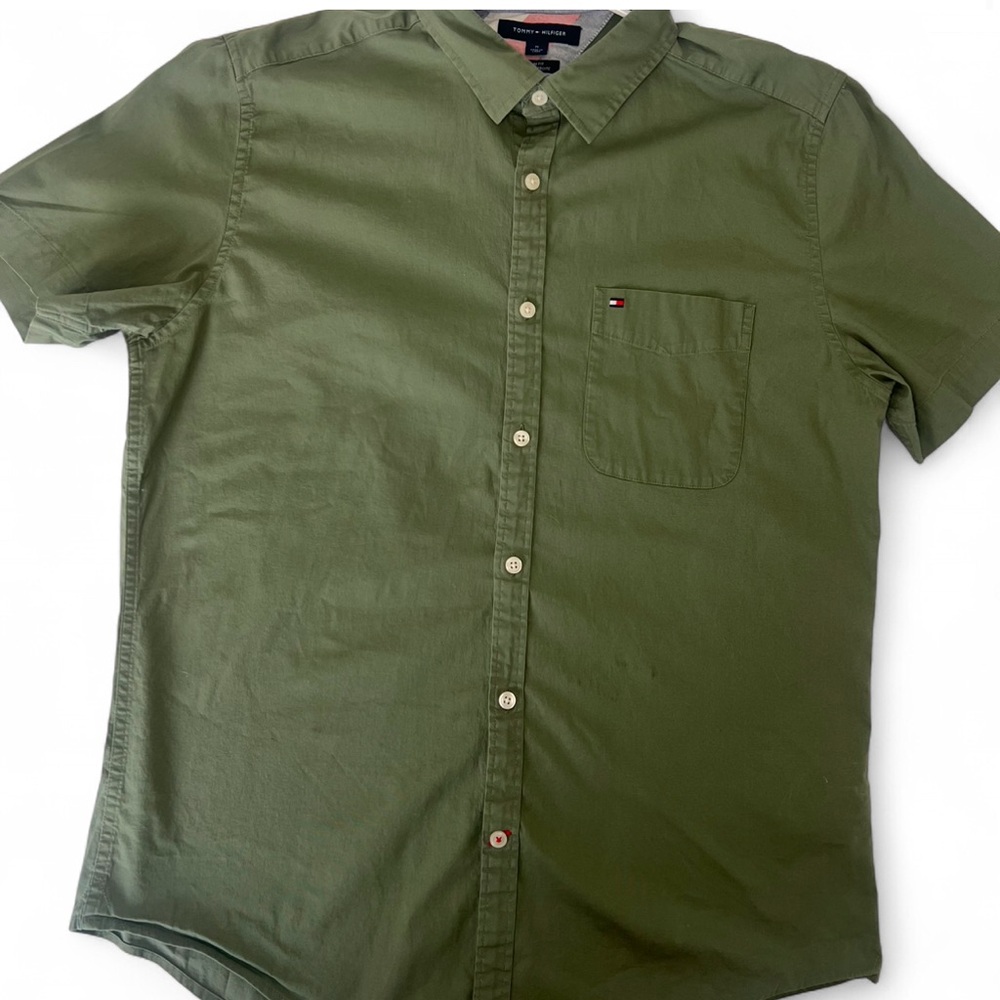 Tommy Hilfiger Men's Olive Green Casual Shirt